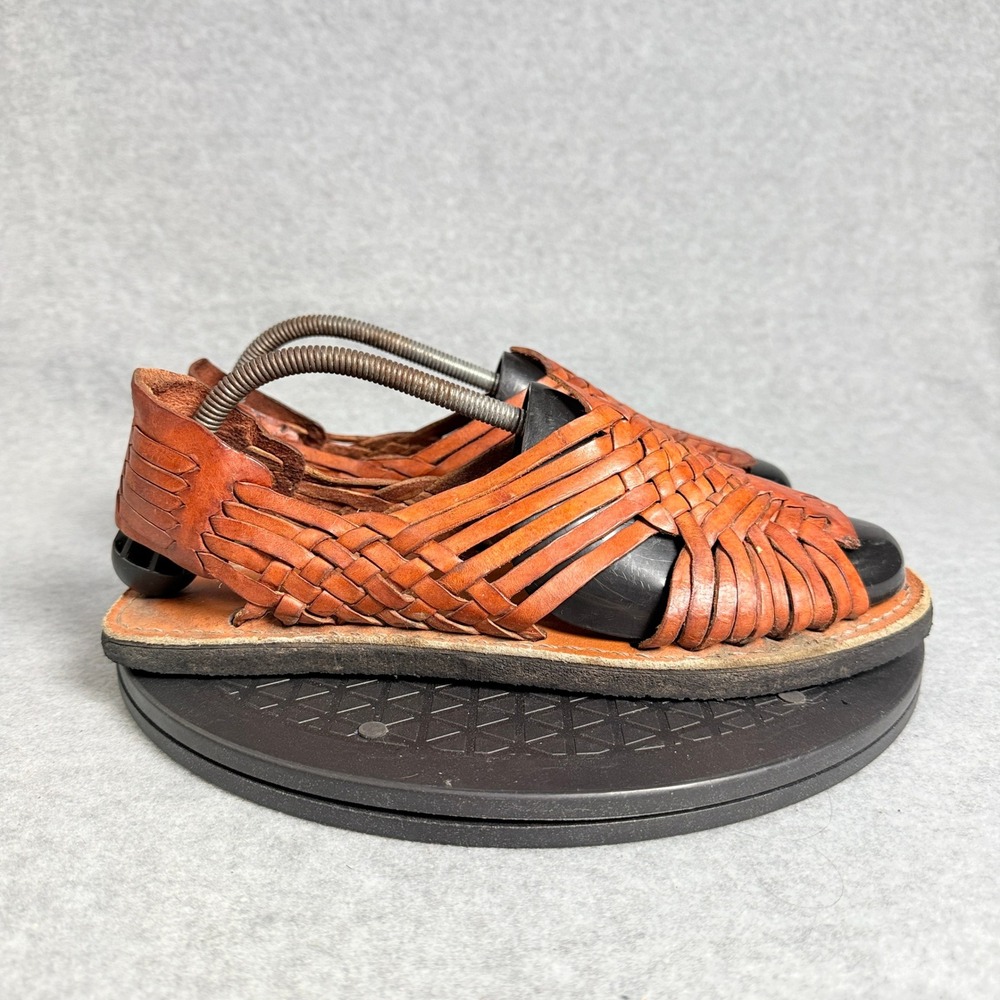 D'Nanty Men's Woven Leather Huarache Sandals Brown Made in Mexico Size 9